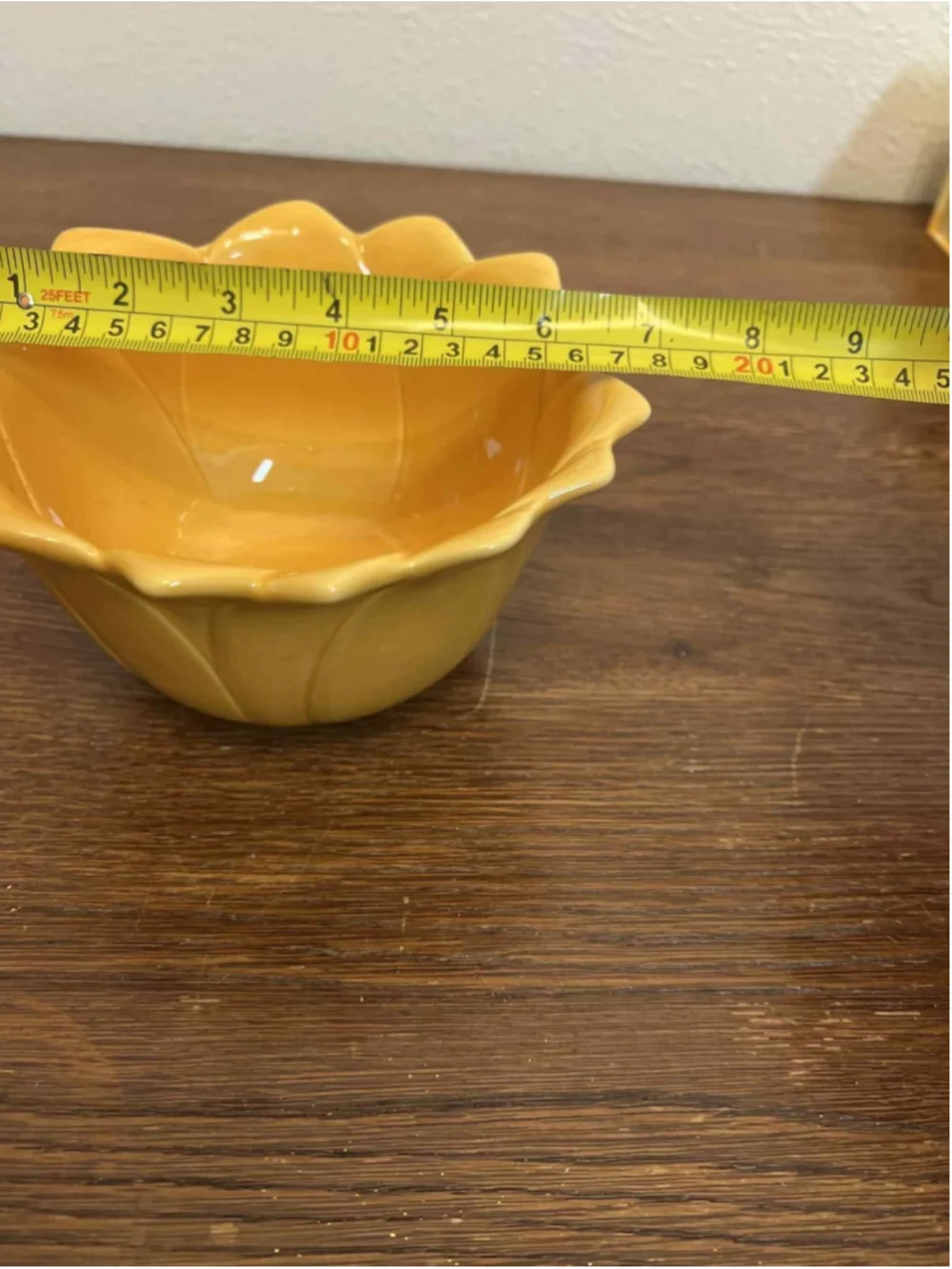 Home American Simplicity Hand-Painted Yellow Petal Bowl 6” Ceramic Flower Design